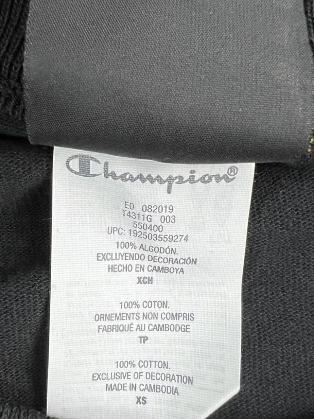 Champion Men Black Century Collection Short Sleeve Decorations Tee Logo US XS - Picture 9 of 10